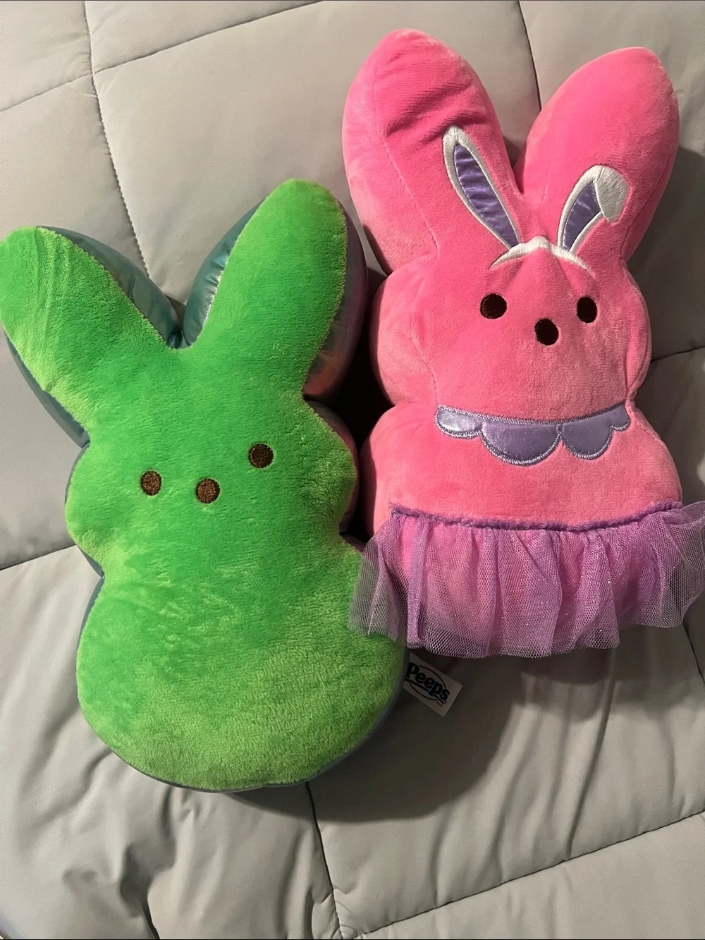 2x pack PEEPS bunny 12” Plush stuffies - Pink and Green